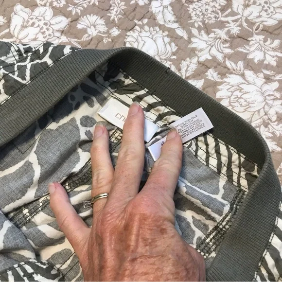 Chico's Green and Cream Animal Print Skirt - Picture 8 of 8